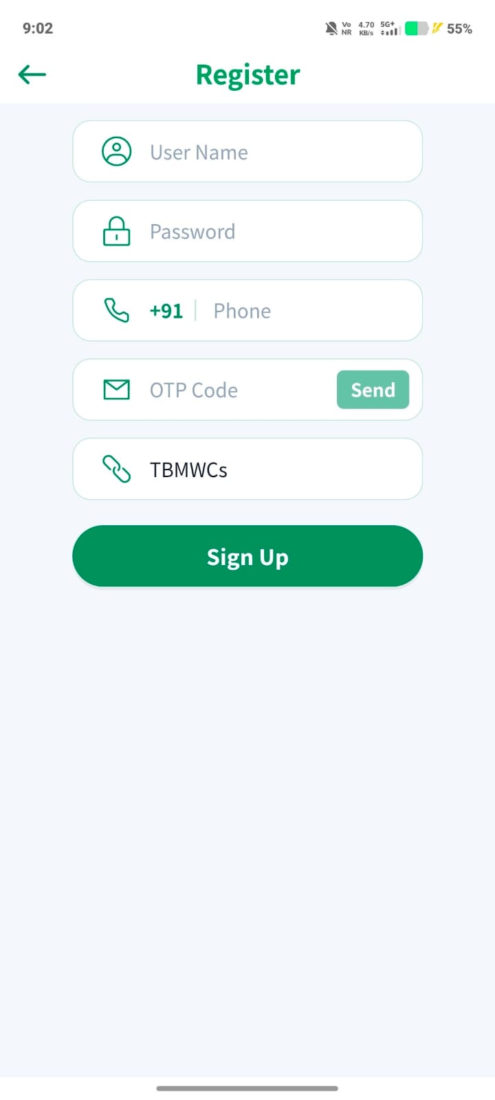 WyWallet referral screen showing referral code and commission